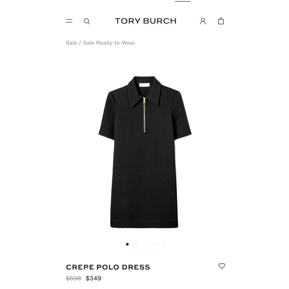 NWOT Women's Black Tory Burch Crepe Polo Dress
